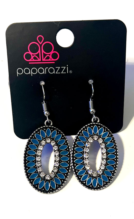 Paparazzi Silver And Blue Earrings #22