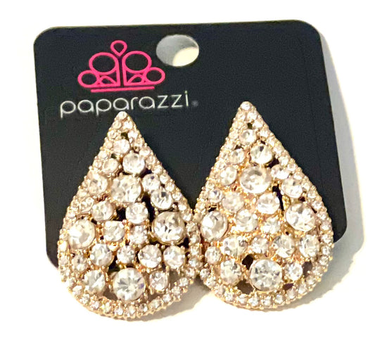 Paparazzi Gold and Diamond Earrings #16