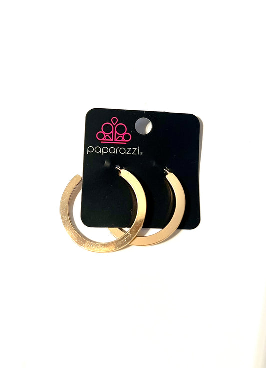 Paparazzi Gold Flat Hoop Earrings #4