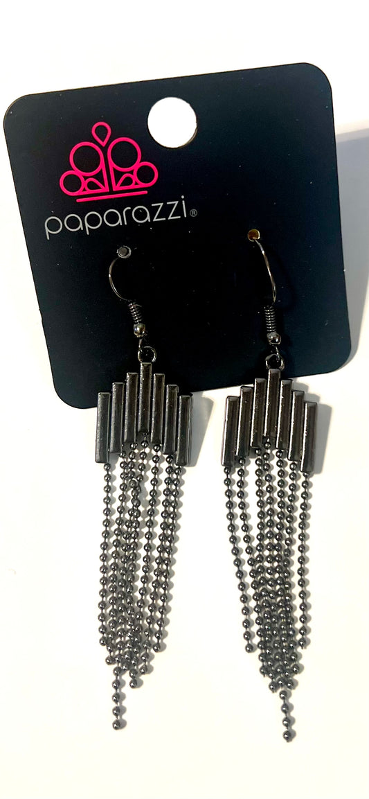 Paparazzi Gun Metal Tassel Earrings #19