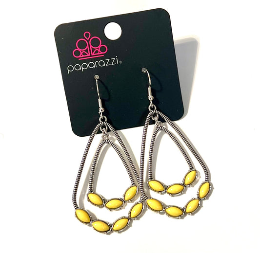 Paparazzi Silver and Yellow Earrings #18