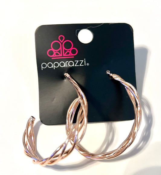 Paparazzi Rose Gold Tear Drop Hoop Earrings #7