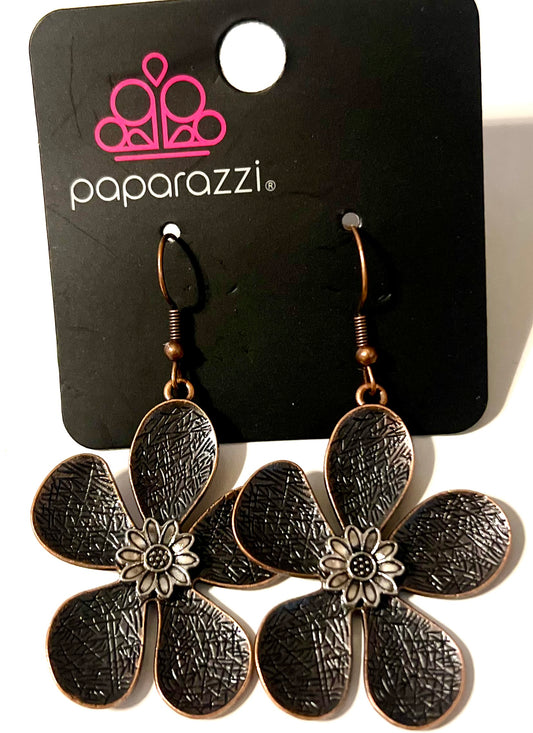 Paparazzi Bronze Flower Earrings#35