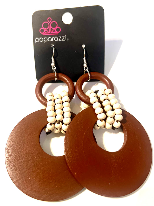 Paparazzi Brown and Cream Earrings #14