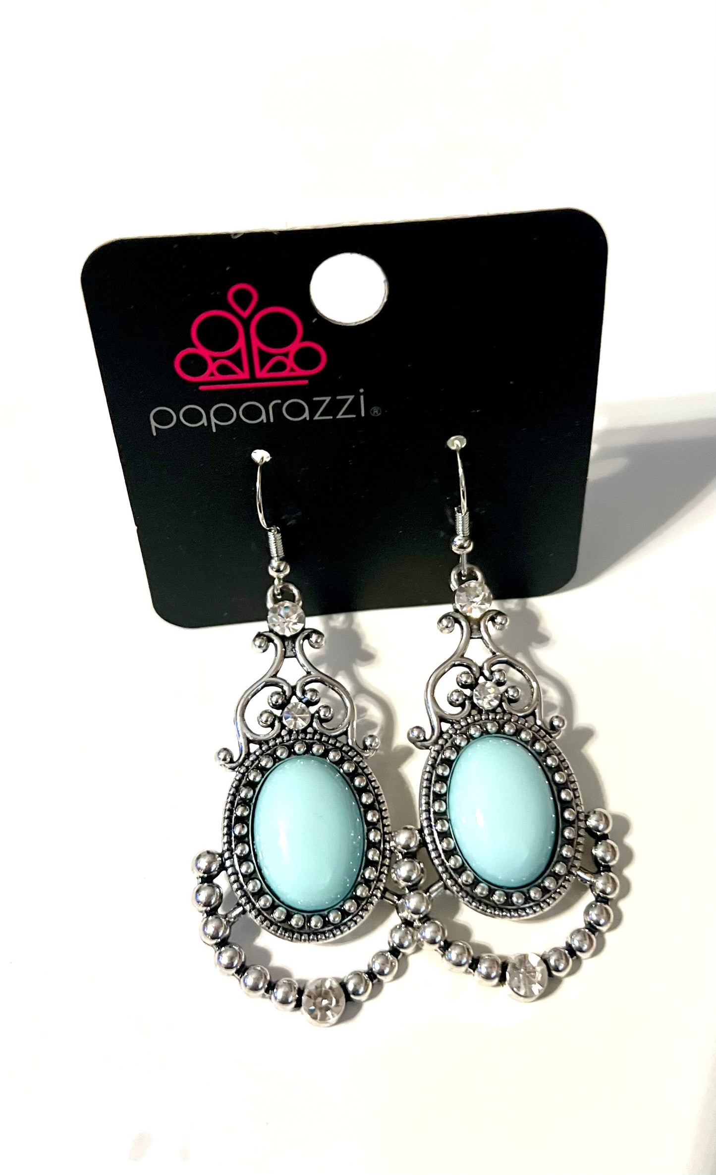 Paparazzi Silver and Baby Blue Earrings #5