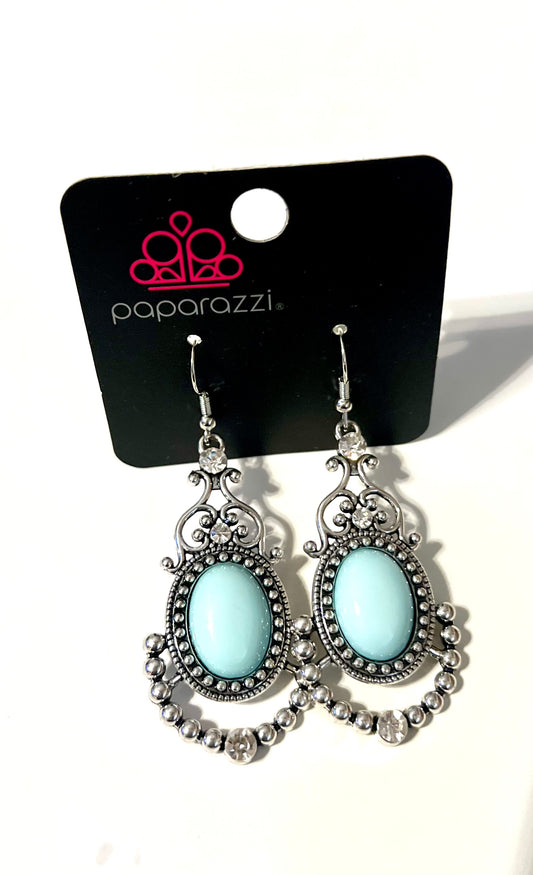 Paparazzi Silver and Baby Blue Earrings #5