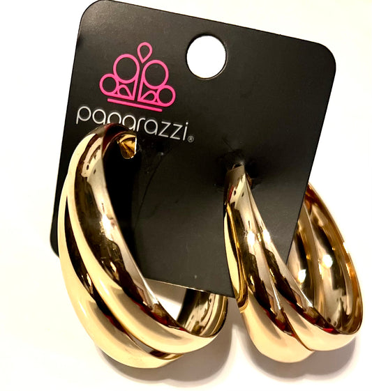 Paparazzi Gold Double Barrel Earrings #24